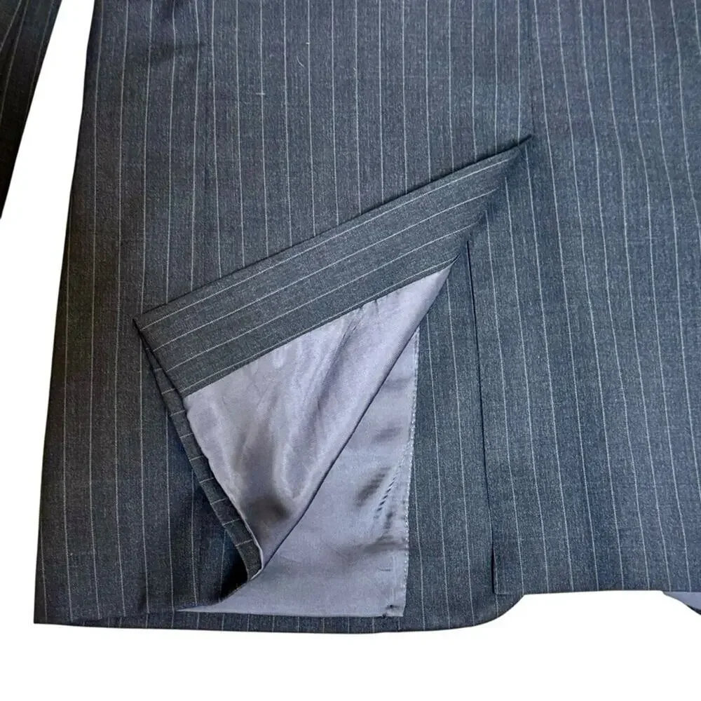 Men’s 40R Brooks Brothers Gray Pinstripe Wool Blazer Jacket 40 Regular
